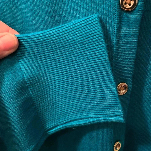 Charter Club button down cardigan long slve  crewneck turquoise in color Size Xl - Picture 3 of 6